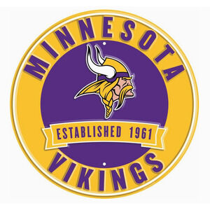 Minnesota Vikings 12 in Round Metal Sign